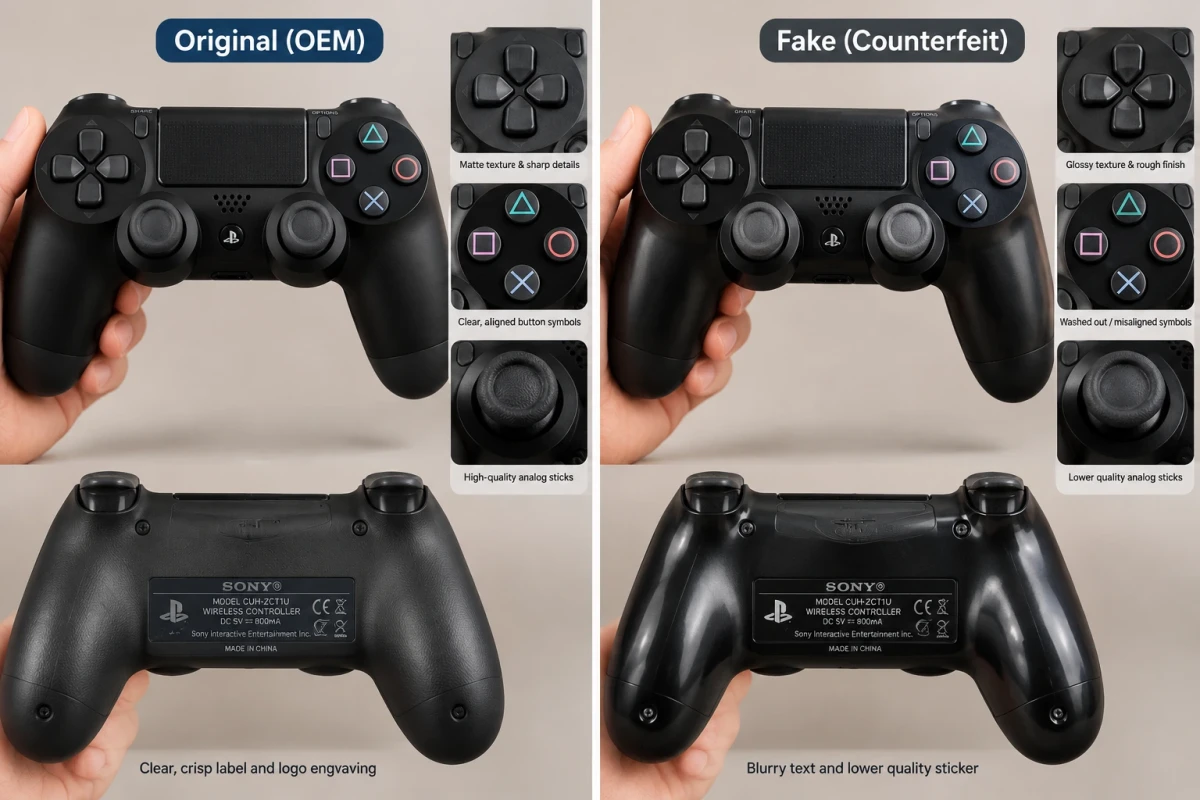 چگونه دسته PS4 اصلی را از فیک تشخیص دهیم؟