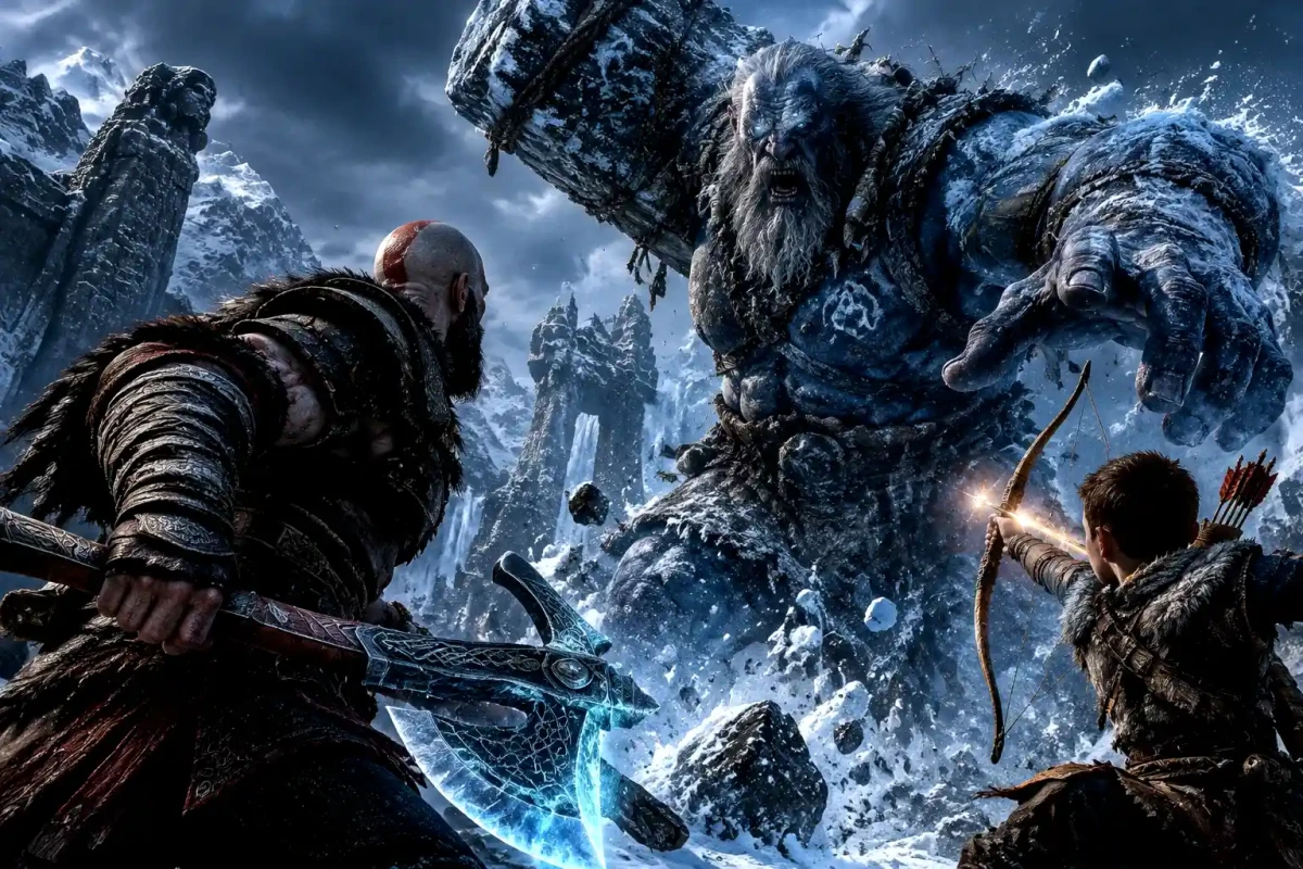 نبرد کریتوس و آترئوس در بازی گاد آو وار رگناروک برای کامپیوتر