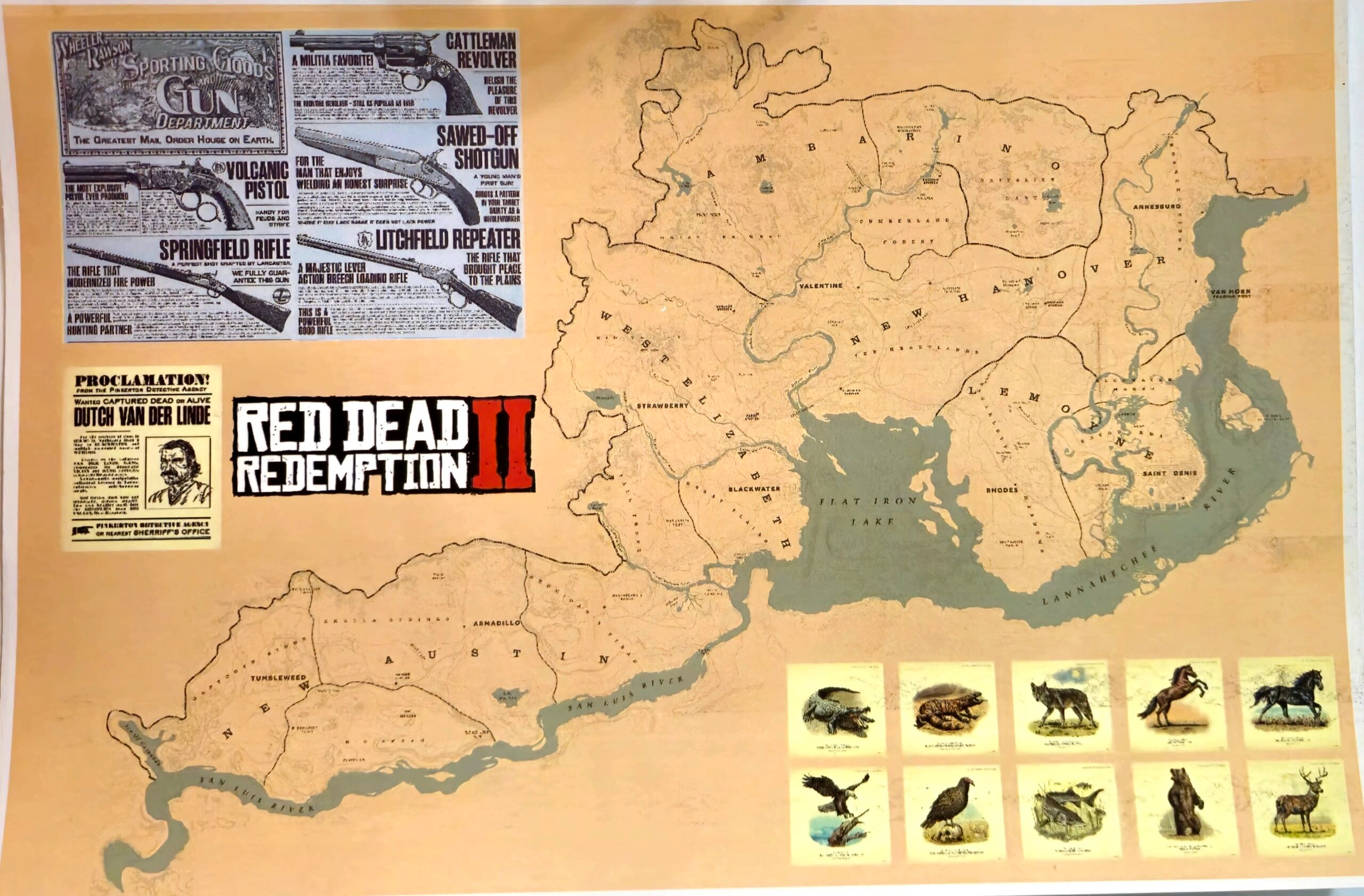 نقشه کامل بازی Red Dead Redemption 2 و محل حیوانات جهت شکار 