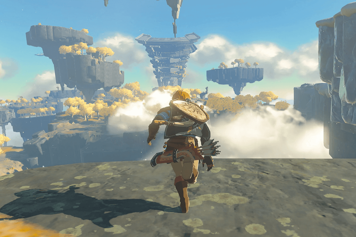 تصویری از بازی Zelda: Tears of the Kingdom با فضای ماجراجویانه و دنیای فانتزی Hyrule