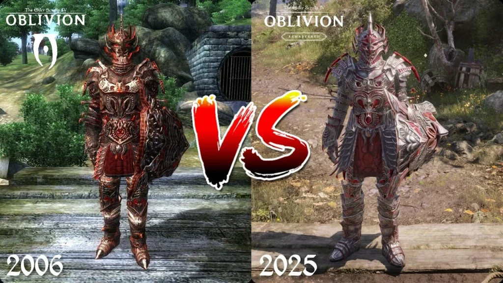مقایسه زره و گرافیک نسخه اصلی Oblivion 2006 با Oblivion Remastered 2025 (Old vs New)