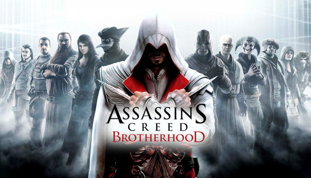 کاور رسمی بازی Assassin’s Creed Brotherhood با تصویر اتزیو آئودیتوره و اساسین‌ها در رم