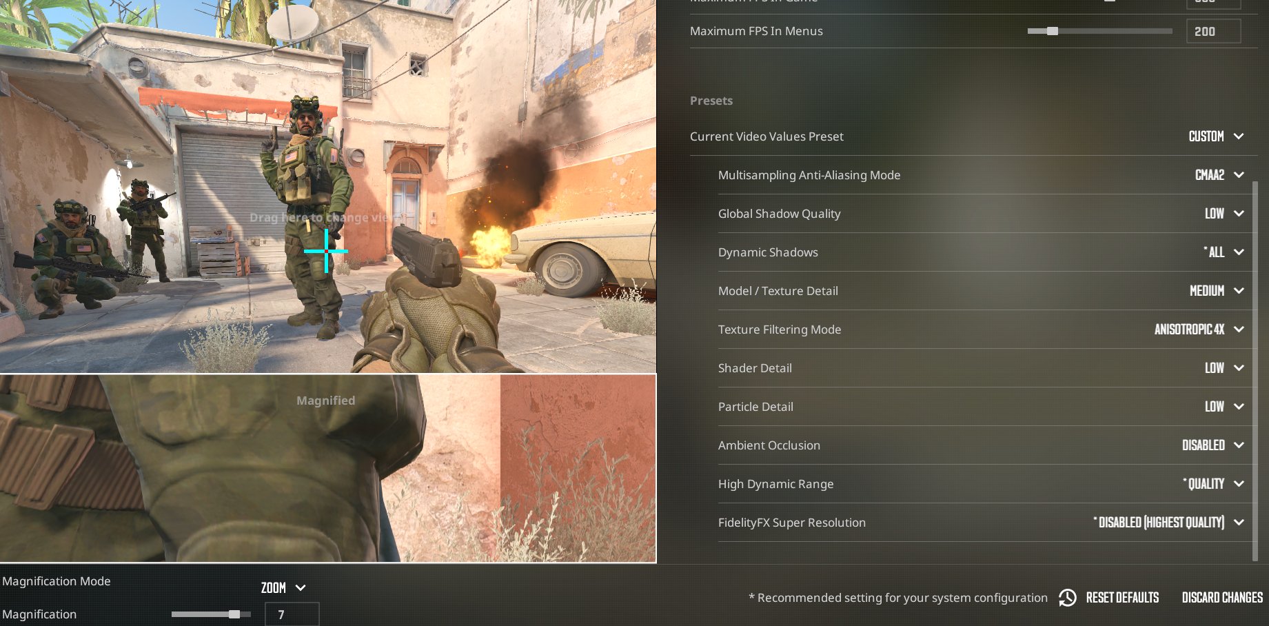 بهترین تنظیمات گرافیک پیشرفته CS2 Advanced Video Settings برای بالاترین FPS