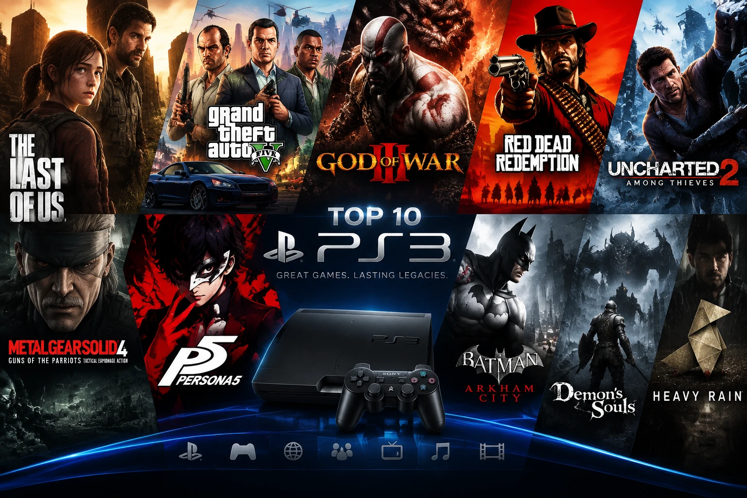 کلاژ و کاور ۱۰ بازی برتر تاریخ PS3 پلی استیشن ۳ برای کنسول های کپی خور و اورجینال