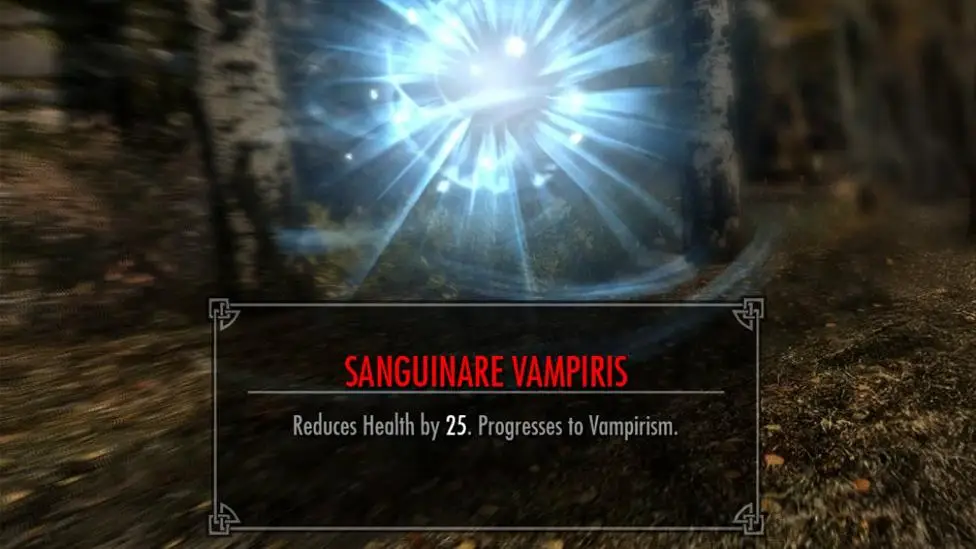تصویر Active Effects: بررسی وضعیت ابتلا به بیماری Sanguinare Vampiris در بخش Active Effects بازی Skyrim