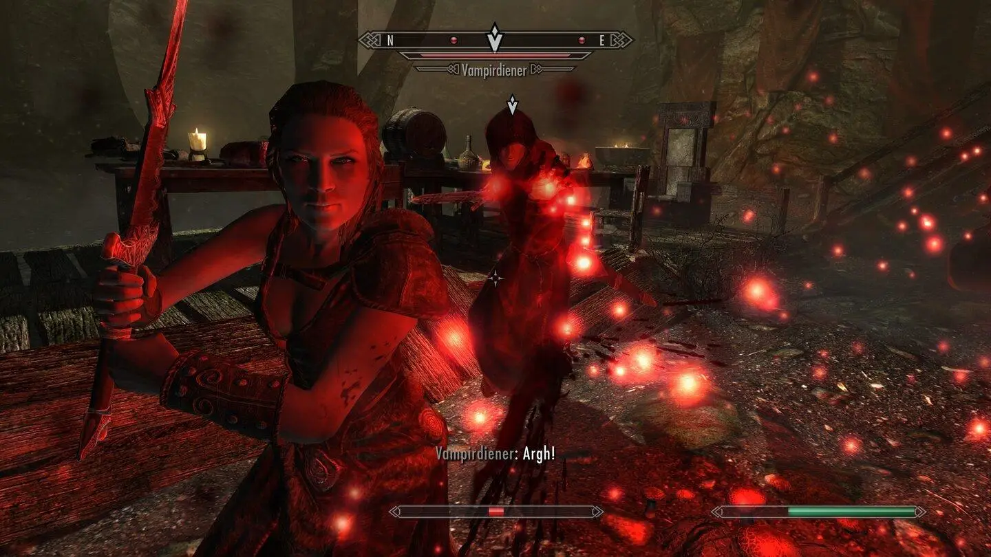تصویر جادوی Vampiric Drain: استفاده از جادوی Vampiric Drain برای انتقال خون و آسیب زدن به دشمن در Skyrim